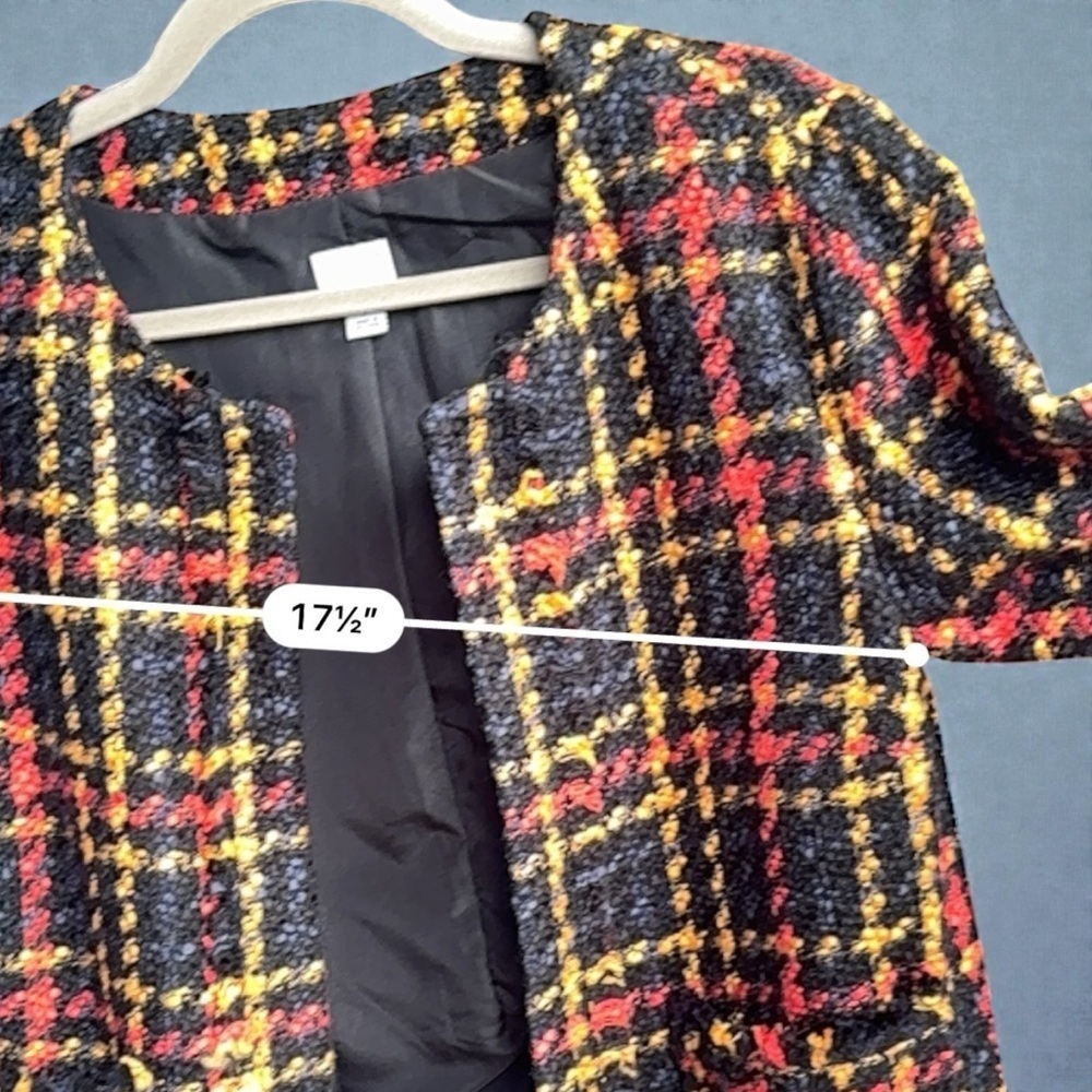 A New Day Tweed Sunflower Plaid Blazer Jacket Open Front Sz Small NWT - Picture 13 of 14